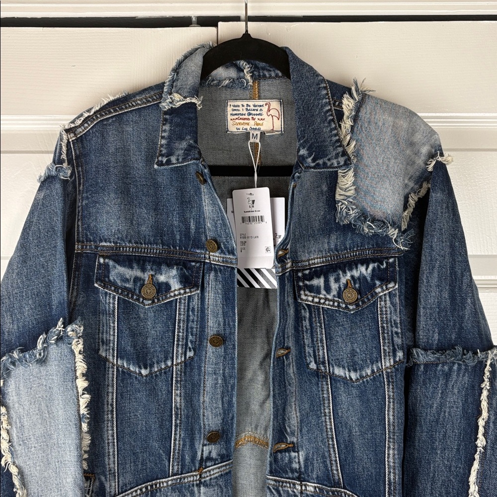 Sandrine Rose x Free People Woman's Sz M Patchwork Vintage Style Jean Jacket NWT - Picture 3 of 10